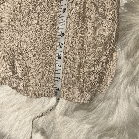 Boho hippie tan crochet vest cover up side ties oversized - Picture 6 of 7